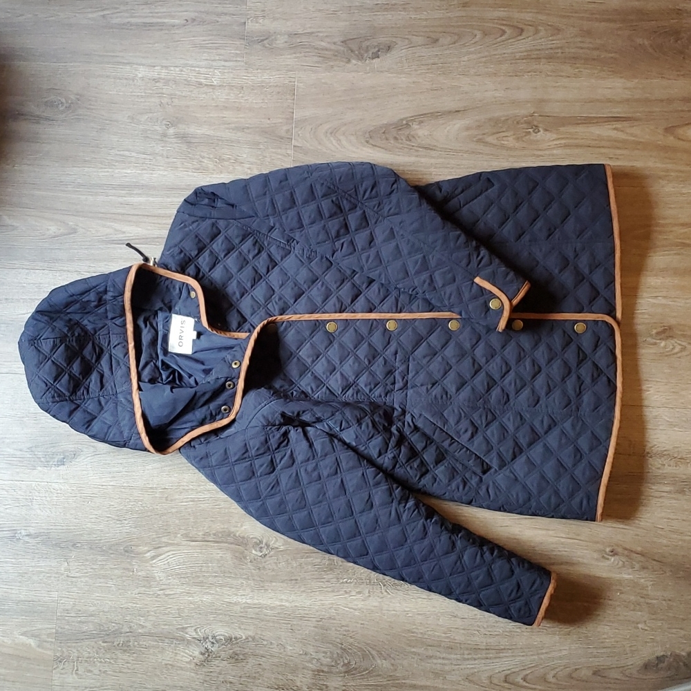 Orvis Navy Quilted Hooded Jacket
